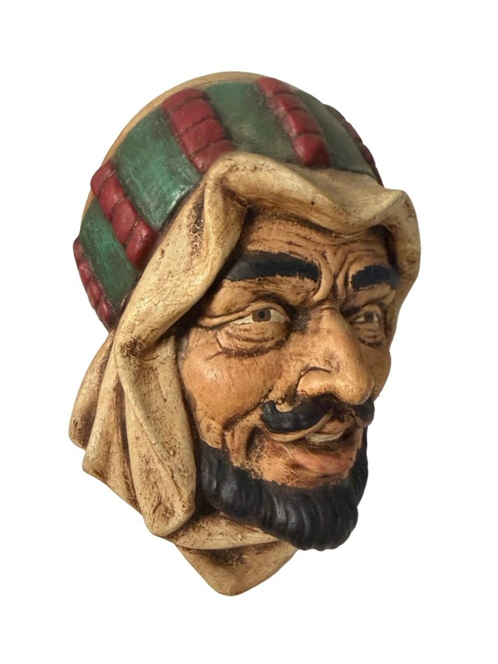 Vintage 1976 Benel Studios Hand Painted Middle Eastern Wall Mask Plaque B.F. Lyn